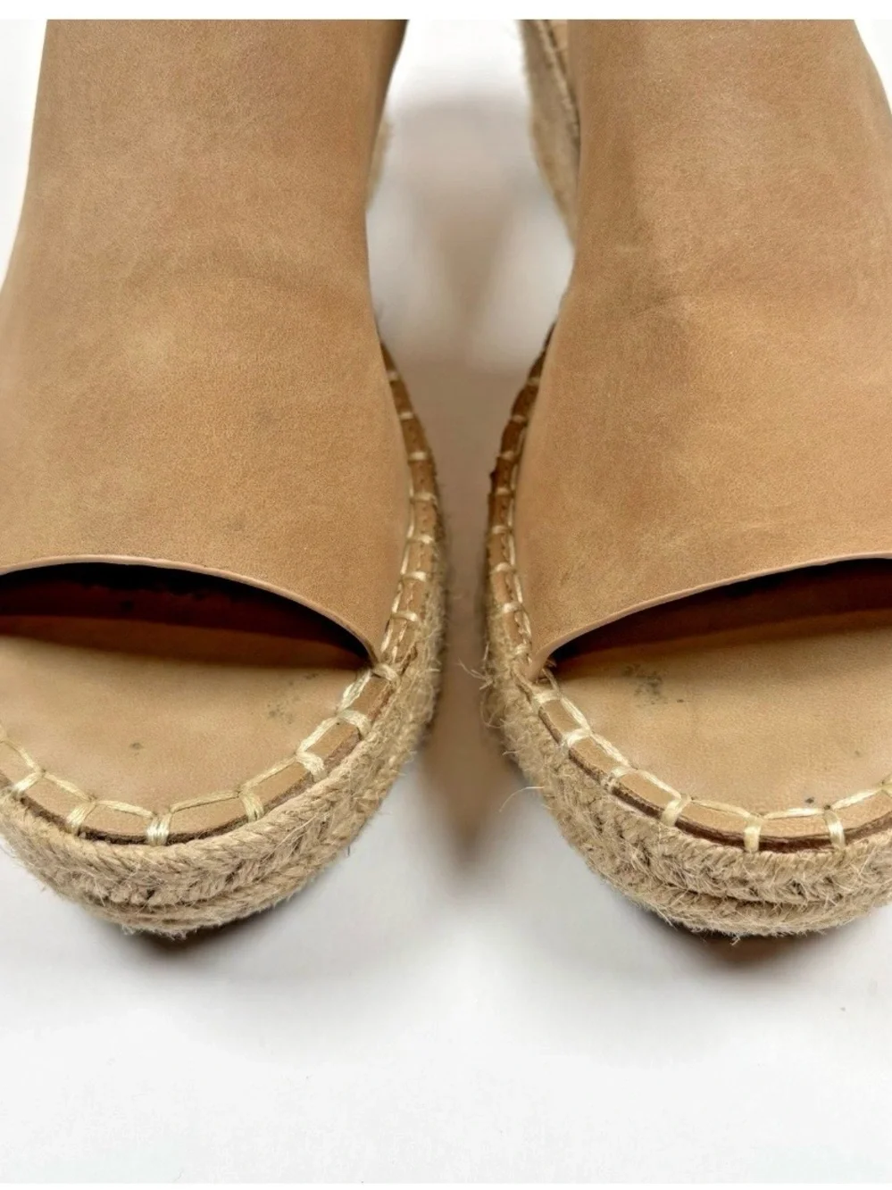 Catherine Malandrino Espadrille Wedge Sandals 9.5 Tan Suede Open Toe Slingback
